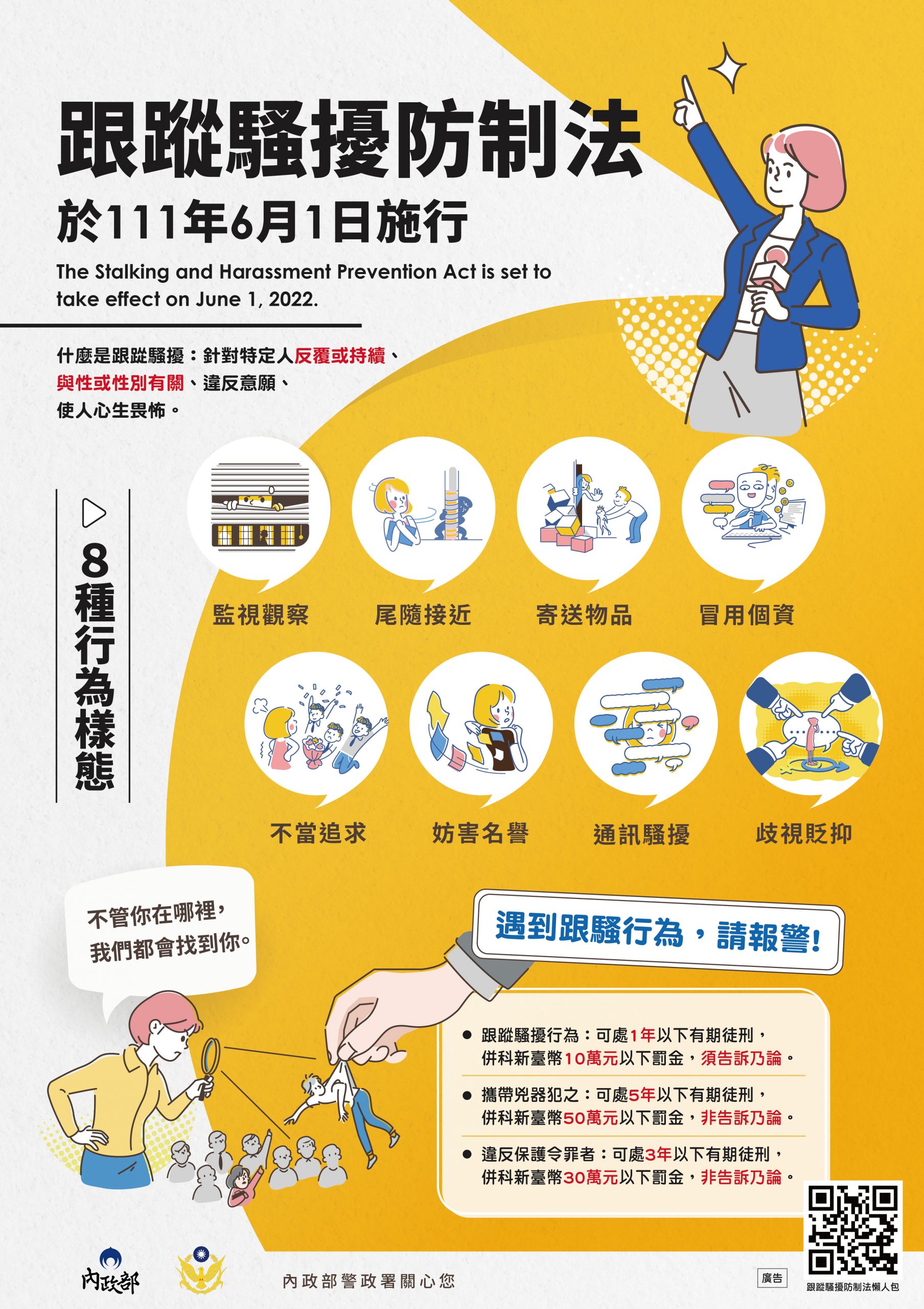 遇到跟騷行為請報警